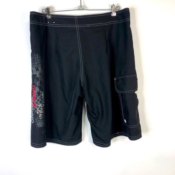 Men’s black with graphic long quick dry cargo swim trunks size 32 - Picture 5 of 9